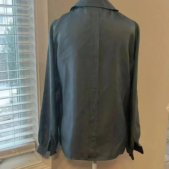 [XL]Jigsaw Silk Pleated Front Long Sleeve  Button Up Shirt/Blouse - Picture 6 of 12